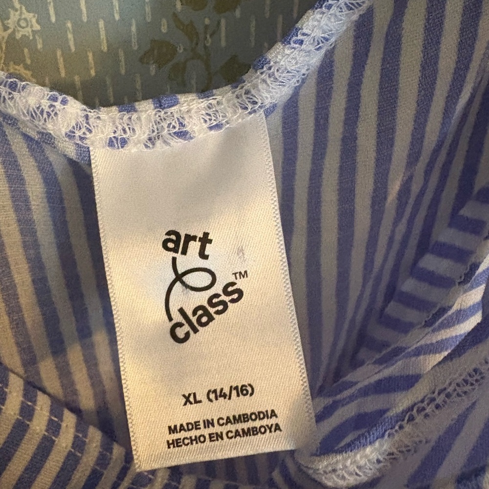 art class Blue and White Striped Kids Swim Coverup - Picture 7 of 7